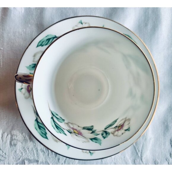 Crown Staffordshire Bone China Tea Cup & Saucer Pear Blossom Pattern England vtg - Picture 2 of 6